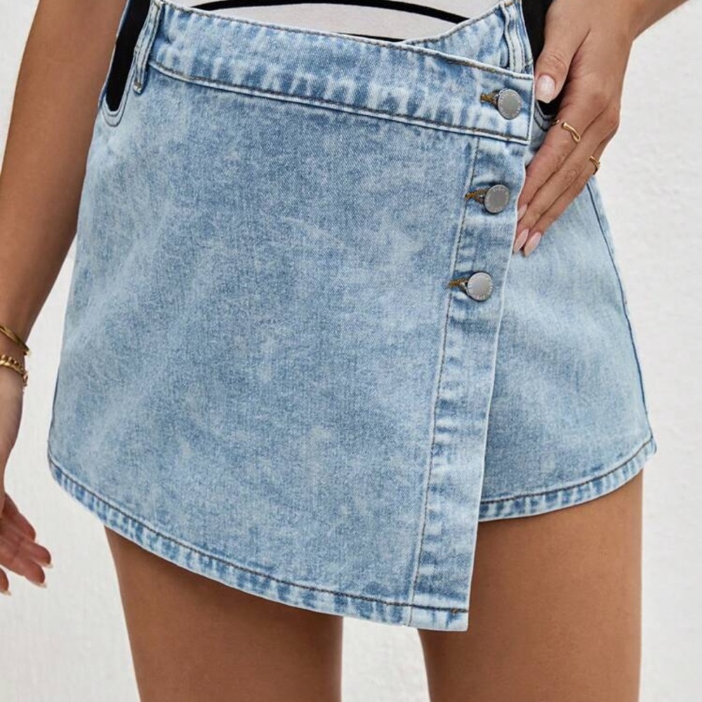 Light Blue Denim Mini Skort